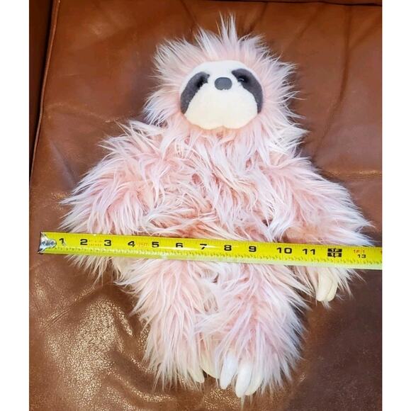 14 Inch Aurora Purely Luxe Fuzzy Pink Sloth Stuffed Animal Plush Toy With Claws - Picture 12 of 12
